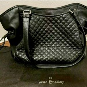 Vera Bradley Iconic Carryall Glenna Satchel in Leather Gallatin Black